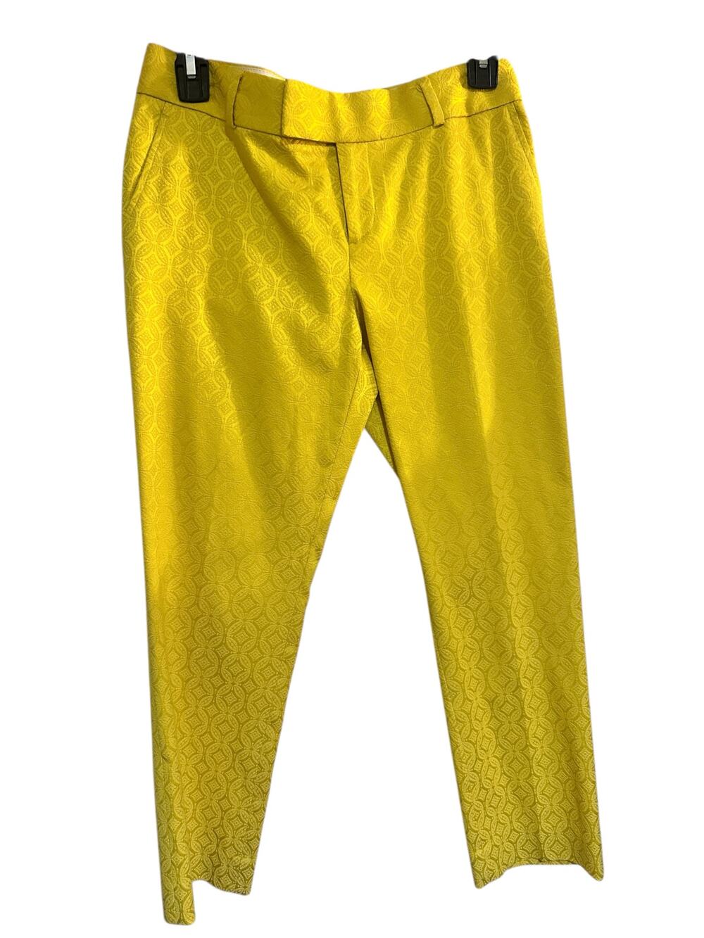 Banana Republic Petite 2P Gold Jacquard Trousers Slim Fit Career Pants